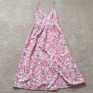 Pink and Blue Floral Maxi Dress